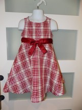 Bonnie Jean Christmas Dress Plaid Holiday  Red/Silver Size 4T Girl&#39;s EUC - £15.97 GBP