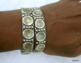 vintage tribal old silver bangle bracelet cuff pair set 2pc antique - £232.85 GBP