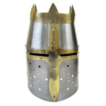 Medieval Knight Great Templar Helmet Wearable Brass Cross With Crown Hel... - $90.47