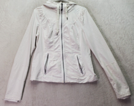 Zella Jacket Women&#39;s Medium White Long Sleeve Pockets Hooded Drawstring ... - £14.71 GBP