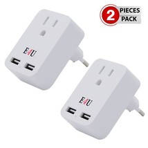 5Core European Travel Plug Adapter PAIR Type C converter Dual USB for US to E... - £11.04 GBP