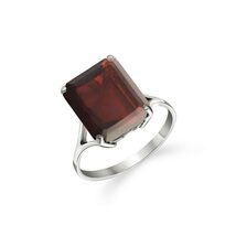 Galaxy Gold GG 14K Solid White Gold Natural Garnet Octagon Solitaire Ring, 7 Car - $806.82