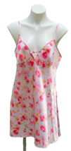 Vintage Warner&#39;s Sleepwear Shiny Chemise Satin Gown Floral Purple L Large - $19.79