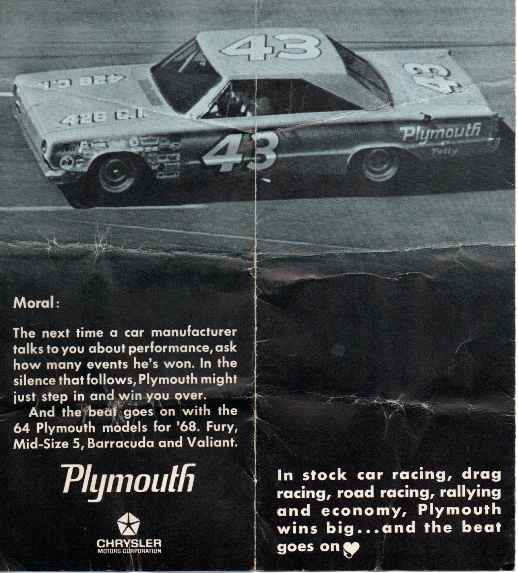Primary image for 1967 plymouth Petty sets his own place stock car racing 2a