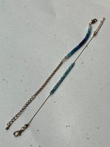 Lot of Small Blue Ombre or Iridescent Tiny Light Blue Plastic Bead &amp; Goldtone Ch - £9.01 GBP