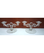 Pair of Vintage Tiffin Glass Hercules Candlesticks Etched Glass - Two Ca... - $48.64 CAD