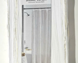 Mainstays Fabric Shower Curtain 72x72in Gold pinstripe Metallic Shine White - £19.23 GBP