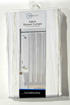 Mainstays Fabric Shower Curtain 72x72in Gold pinstripe Metallic Shine White - $23.99