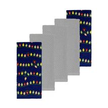 NEW Christmas Holiday Lights Kitchen Towel Set of 5 blue 15 x 26 inches - £12.54 GBP