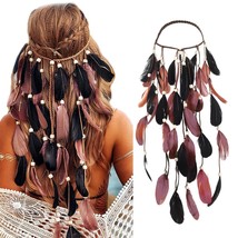 Boho Hippie Headbands Feather Headpieces Indian Feather Headdress Adjust... - $24.80