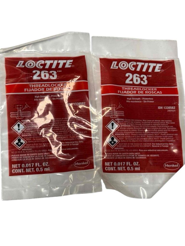 NEW 2 Pack (.5ml each) Loctite 263 Threadlocker High Strength Primerless - $8.90