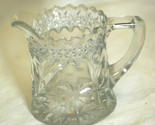 Unsigned EAPG Milk Creamer Pitcher Clear Glass Sawtooth Edge - $24.74