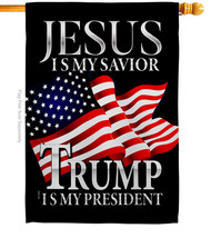 Jesus Savior Trump President House Flag Vote 28 X40 Double-Sided Banner - £29.20 GBP