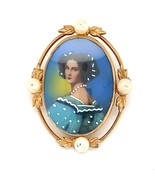 Vtg Signed 12K Gold Filled CA Carl Art Victorian Lady Portrait Porcelain... - £50.31 GBP