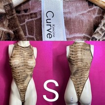 Sexy Fashion Brown Snakeskin Print Mesh Thong Bodysuit~Size S - $22.44