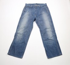 Vintage 90s Ralph Lauren Mens 34x30 Distressed Spell Out Baggy Wide Leg Jeans - $69.25