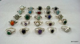 Sterling silver rings lot gemstone rings 25pc handmade silver ring - £276.92 GBP