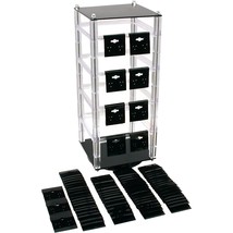 Revolving Rotating Earring Jewelry Display Stand with 100 2&quot; Black Earri... - £26.37 GBP