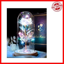 Crystal Butterfly Glass Rose with LED - Lasting Gift for Mother&#39;s Day &amp; ... - $41.70