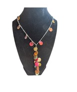 Pastel Y Chain Shell Necklace Multicolor Silver Chain - £10.34 GBP