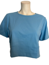 FLX Blue Short Sleeve Cropped Knit Top Size XXL - $28.49