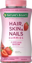 Nature&#39;s Bounty Optimal Solutions Hair, Skin and Nails Gummies with Biotin, 2500 - £18.33 GBP