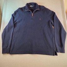Polo Ralph Lauren Men’s Navy Blue Cotton 1/4 Zip Mock Neck Sweater Size XL - $39.95
