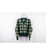 Vtg 50s 60s Boys XL Distressed Wool Blend Argyle Diamond Knit V-Neck Swe... - $60.86 CAD