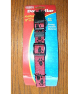 NEW Paw Print Dog Collar red &amp; black 13 to 21 in. adjustable 0.75 in. wide - £3.11 GBP
