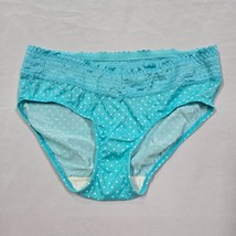 NWOT WARNERS AQUA BLUE DOT LACE PANTIES-LARGE-5609J NO PINCHING NO PROBLEMS - $9.89