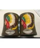 PLASTIC LOGS INDIAN HEAD SALT AND PEPPER SHAKERS VINTAGE - $10.92