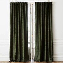 Olive Green Velvet Door Curtain Two Panel Extra Long Blackout Shower Curtain - £36.37 GBP+