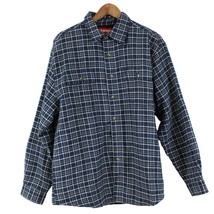 Wrangler Mens L Flannel Shirt Shacket Quilted Blue Gray Plaid Grunge Str... - £19.19 GBP