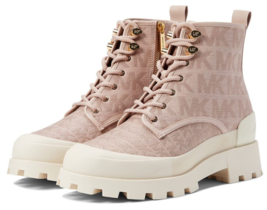 Womens Michael Kors Combat Boots Payton Bootie Signature Soft Pink/Fawn ... - $149.99