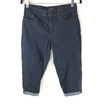 Nydj Womens Capri Jeans Stretch Dark Wash Mid Rise Rhinestones Denim Petites 6P - £15.37 GBP