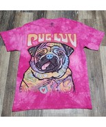 The Mountain Pug Luv Pink Tie Dye Dog Love Graphic Hippy Size Medium T S... - $10.99