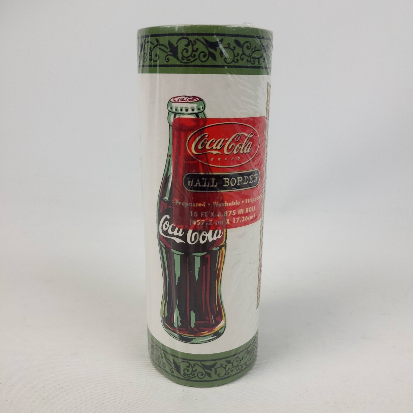 Coca Cola Sold Here Bottles Wall Paper Border Red Green Cream 15’x6.8 Se... - $16.38