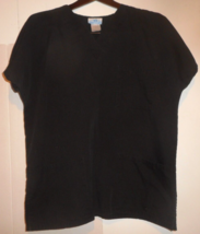 SB Medical Scrub Unisex Size Med Black Short Cap Sleeve V-Neck Front Pockets - £8.21 GBP