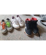 NICE LOT o 3 Girl Boy Shoes Adidas Hi Top Sneaker Black Pink Gray sz 4, ... - $41.56 CAD