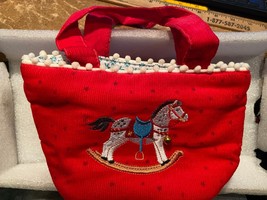 5&quot; Tall Die Spiegelburg Red Rocking Horse Embroidered Bag w/Handles Pre-... - $11.99