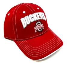 Ohio State University Buckeyes Text Logo Red Adjustable Curved Bill Hat Cap Nwt - £17.38 GBP