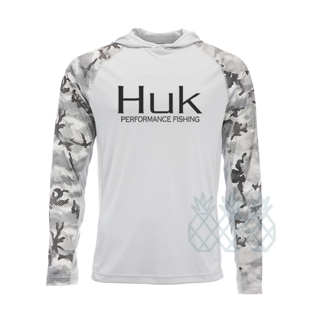 Sporting HUK Fishing Shirt Summer UPF50+ Performance T Shirt Hood Long Sleeve Fi - £48.69 GBP
