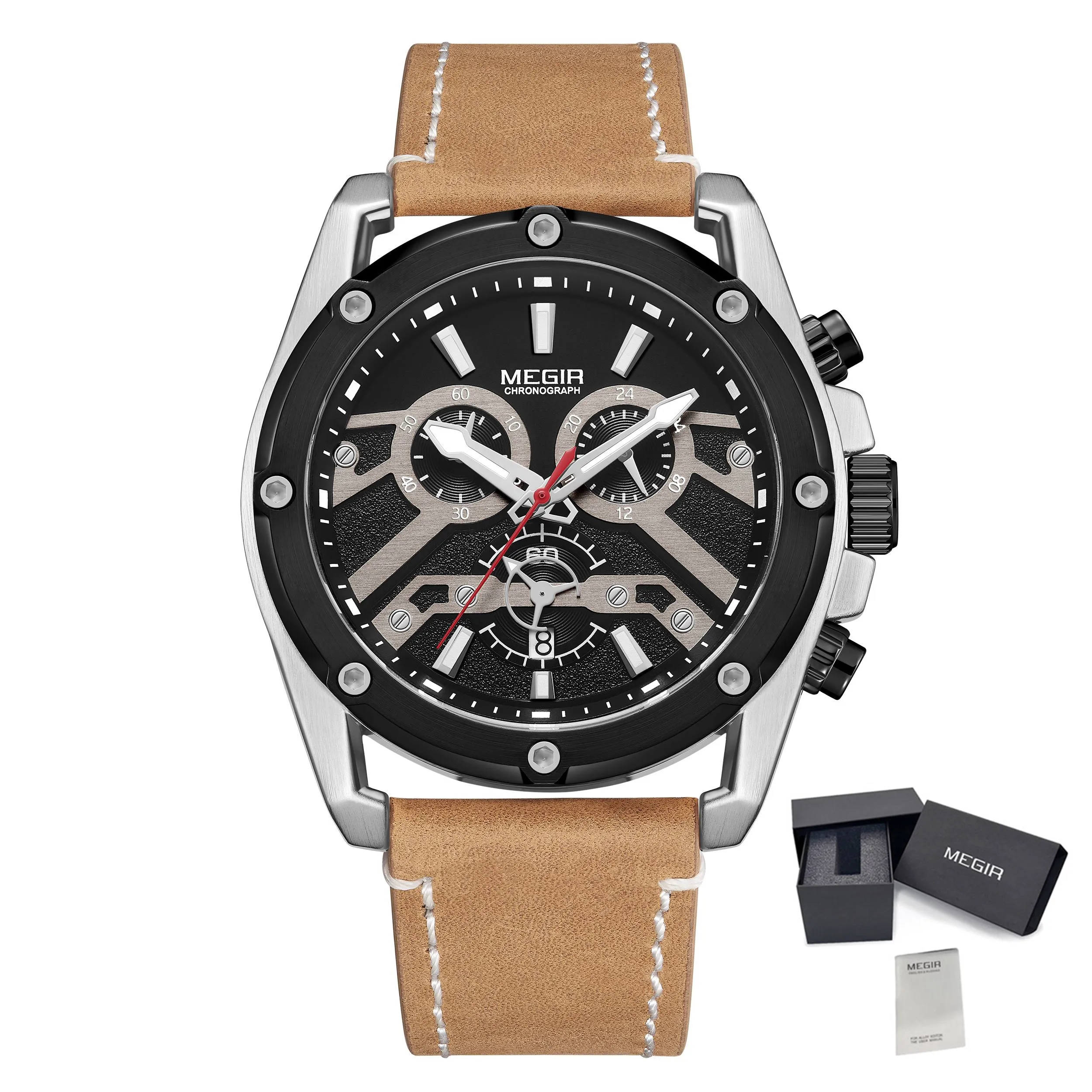 Luxury Watch Men Military Sports Watches Leather Quartz Casual Chronograph Man W - £30.37 GBP