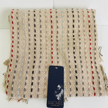 Rachel Roy Minimalist Beige Multi-color Threading Tassel Throw Blanket 50x60 - £38.72 GBP
