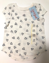 Cat and Jack Girls Cream with Black Hearts Short Sleeve T-Shirt NWT Size... - $12.00