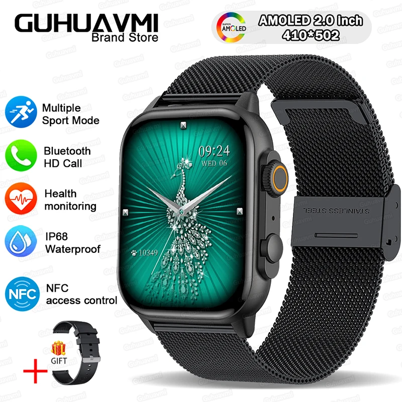 NFC Smartwatch AMOLED Screen Always show Time Bluetooth Call Ultra Watch... - $100.73