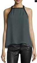 NWT Women&#39;s Derek Lam 10 Crosby Crisscross-Back Tank Faux Leather Trim Top Sz 12 - £71.21 GBP