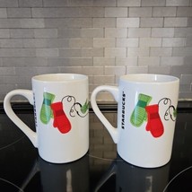 2011 Starbucks Holiday Christmas Mittens Tree Mugs Cups Red White Green 10oz LOT - £17.45 GBP