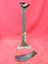 Antique Whimsical Folk Art Painted Cast Iron Cobbler Shoe Stand With Mold - $49.49