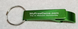 My Free Cams Keychain Green Bottle Opener 2000s Metal - £9.73 GBP